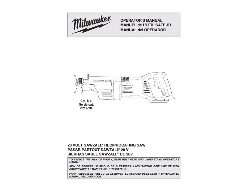 Page 1 of the manual User Manual Milwaukee M28 0719-22