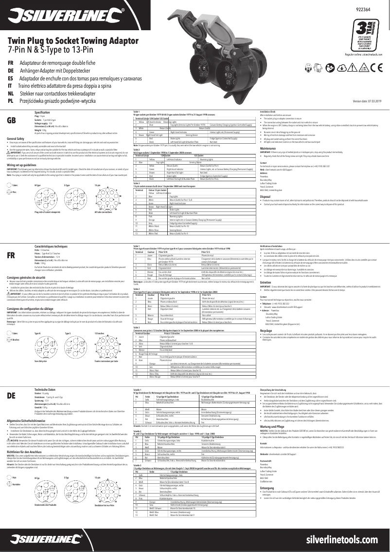 First page image of the manual for 922364