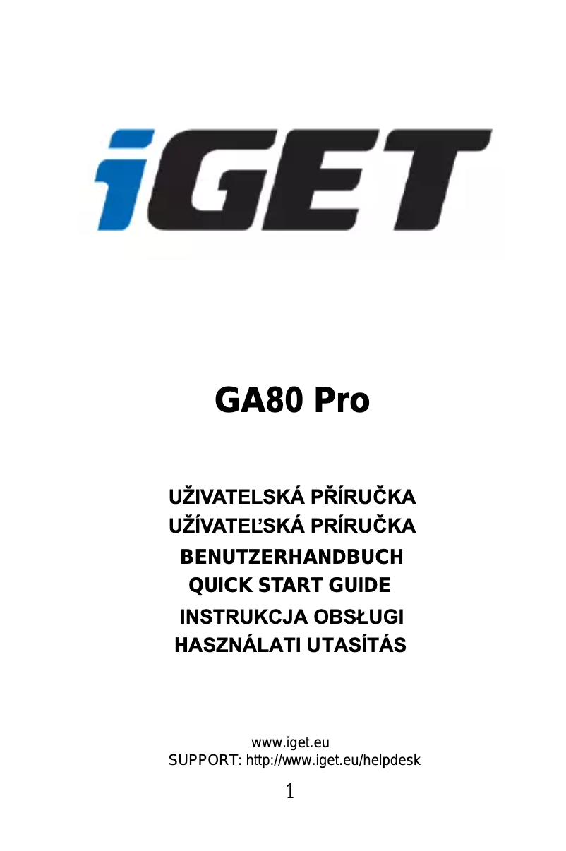 Page 1 of the manual User Manual iGET Blackview GA80 Pro