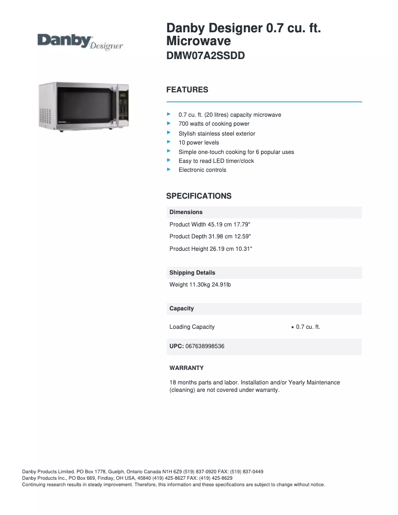 First page image of the manual for DMW07A2SSDD
