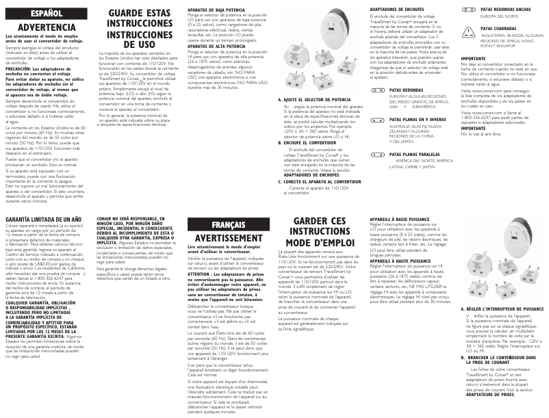 Page 1 of the manual User Manual Conair TS702X
