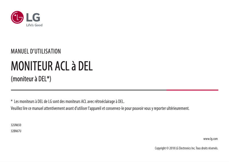 First page image of the manual for 32BN67U