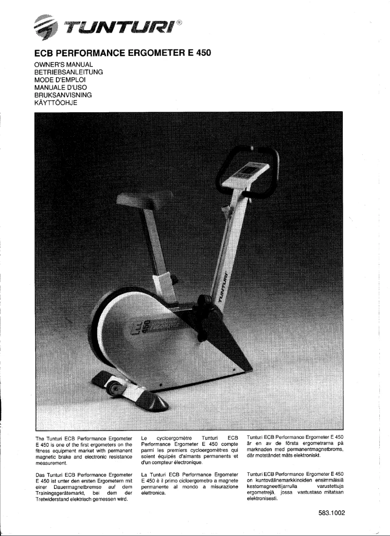 Page 1 of the manual User Manual Tunturi E450