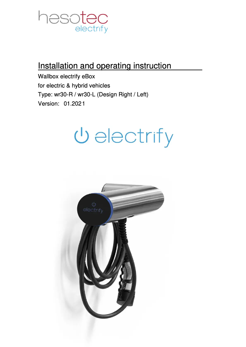 Page 1 of the manual User Manual Hesotec electrify eBox wr30