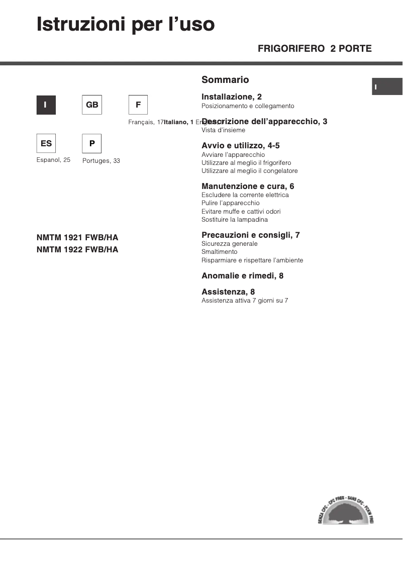 Page 1 of the manual User Manual Hotpoint NMTM 1922 FWB/HA