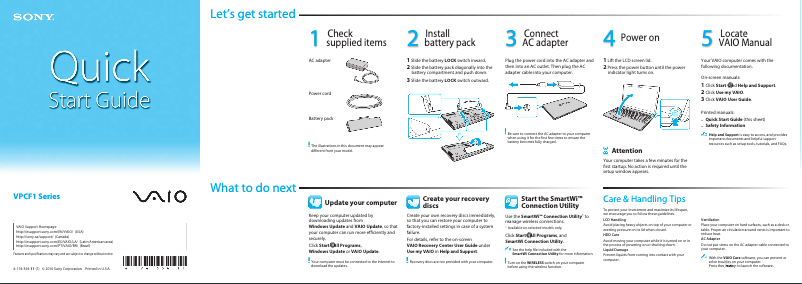 First page image of the manual for Vaio VPCF11QFX