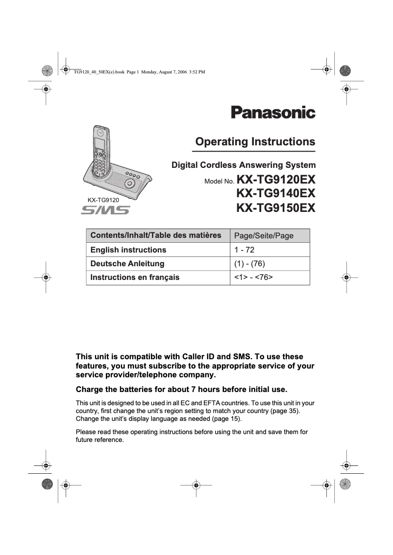 Page 1 of the manual User Manual Panasonic KX-TG9150