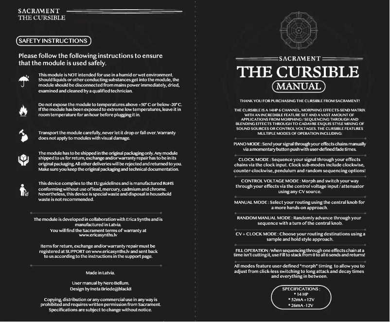 First page image of the manual for The Cursible