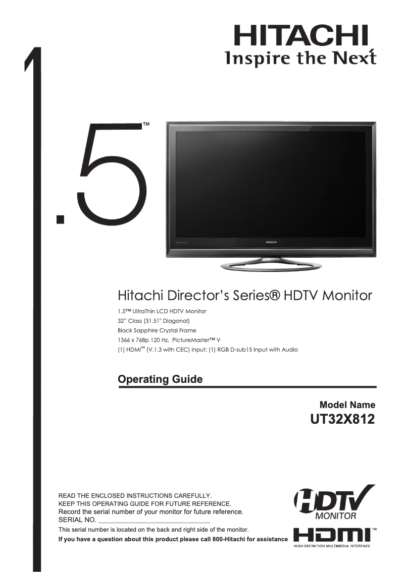 Page 1 of the manual User Manual Hitachi UT32X812