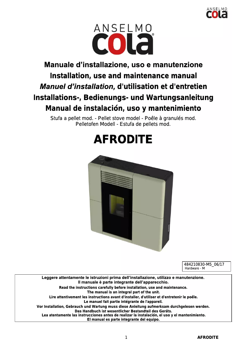 Page 1 of the manual User Manual Cola Afrodite Canalizzabile