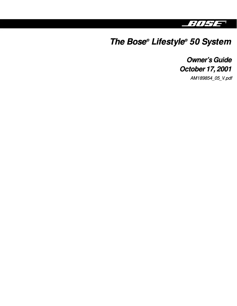 Page 1 of the manual User Manual Bose Lifestyle 50