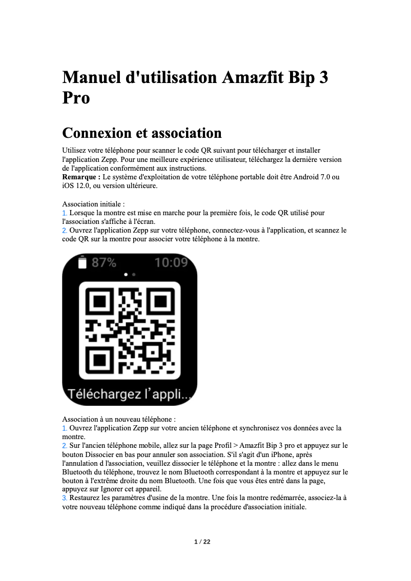 Page 1 of the manual Quick Start Guide Amazfit Bip 3 Pro