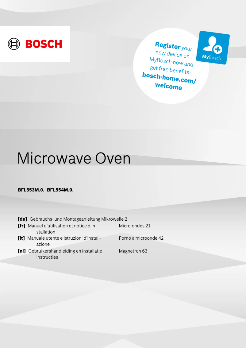 First page image of the manual for BFL553MS0