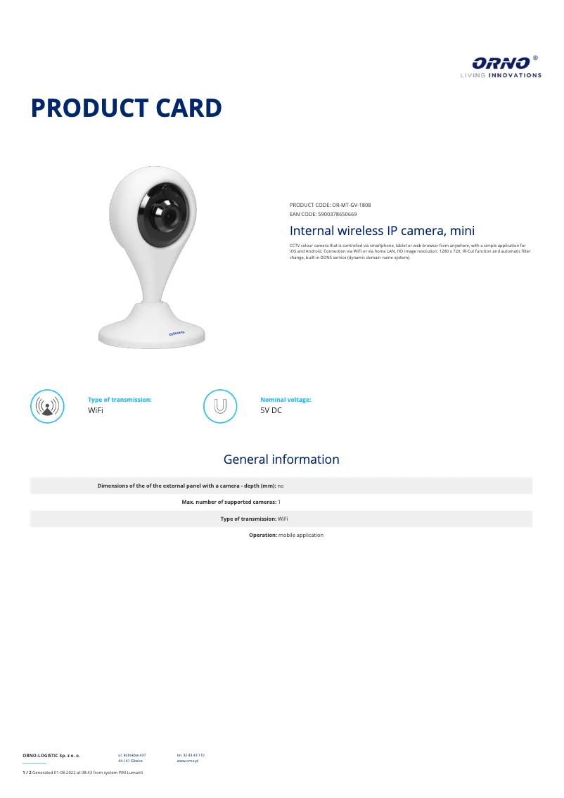 Image de la première page du manuel de l'appareil OR-MT-GV-1808