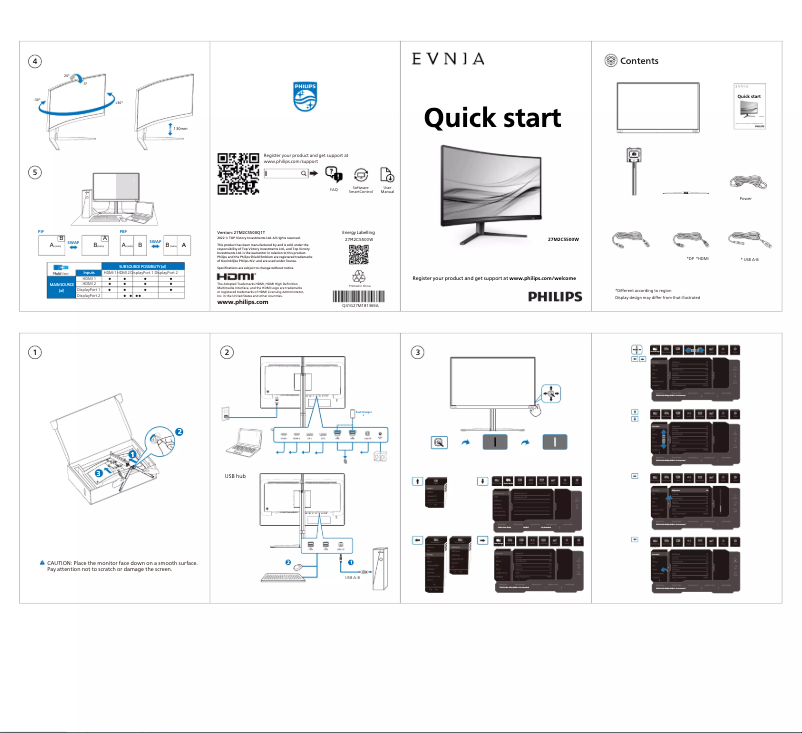 Page 1 of the manual Quick Start Guide Philips Evnia 27M2C5500W