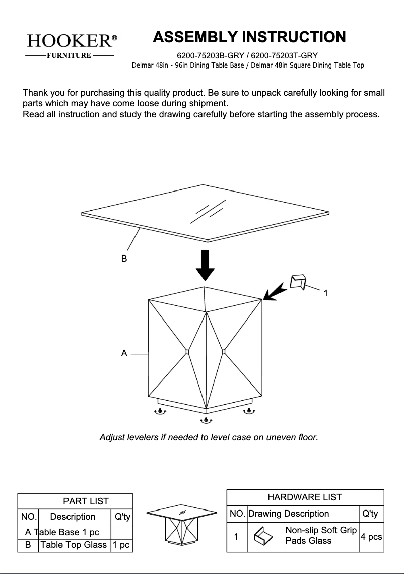 Page 1 of the manual User Manual Hooker 6200-75203B-GRY