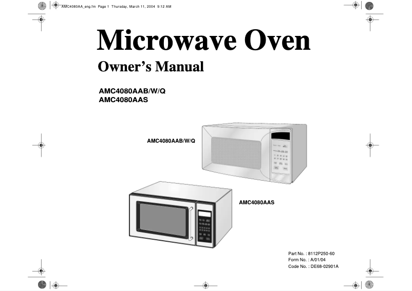 Page 1 of the manual User Manual Whirlpool AMC4080AAB