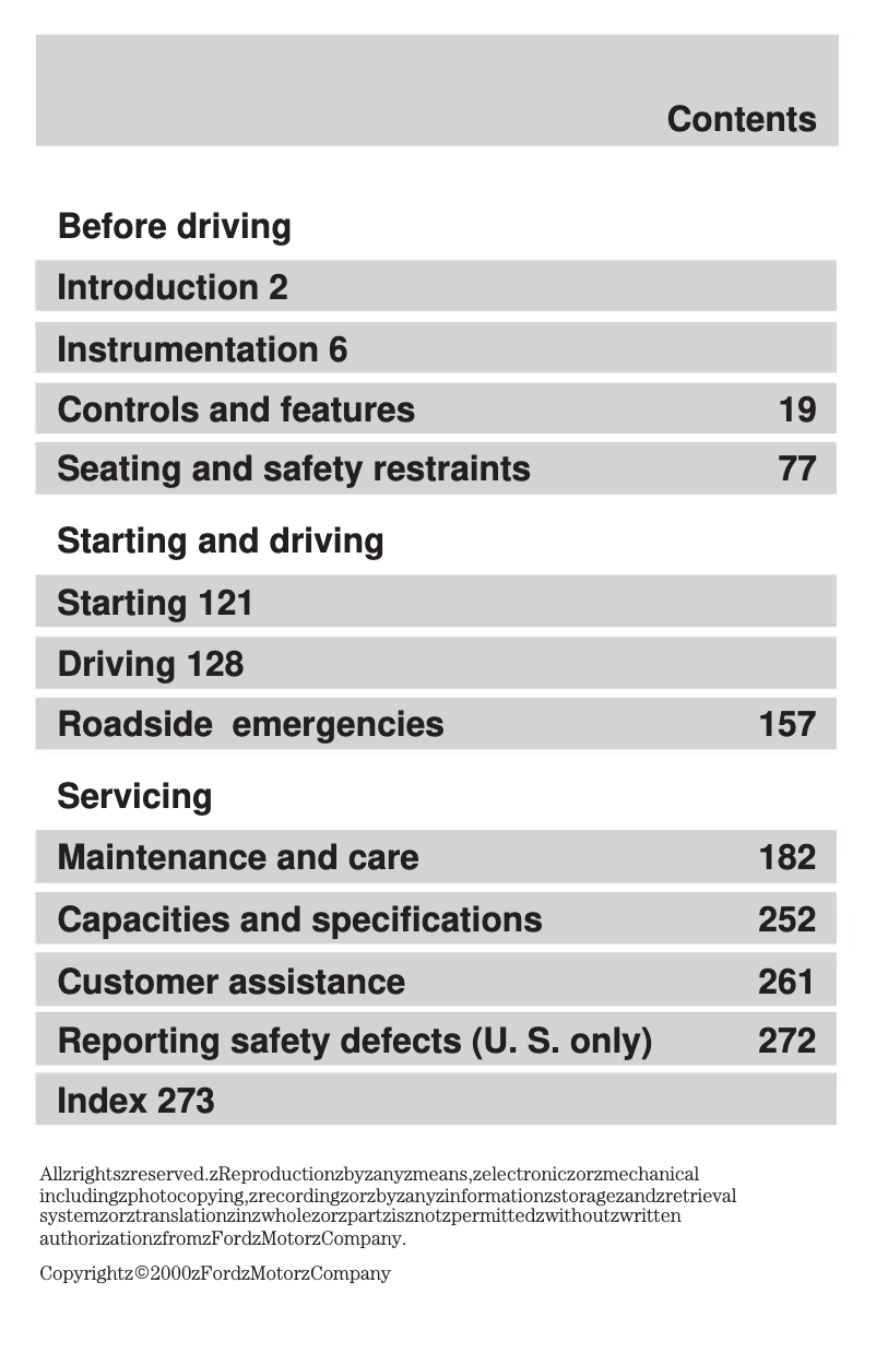 Page 1 of the manual Instruction Manual Ford Focus (2000)