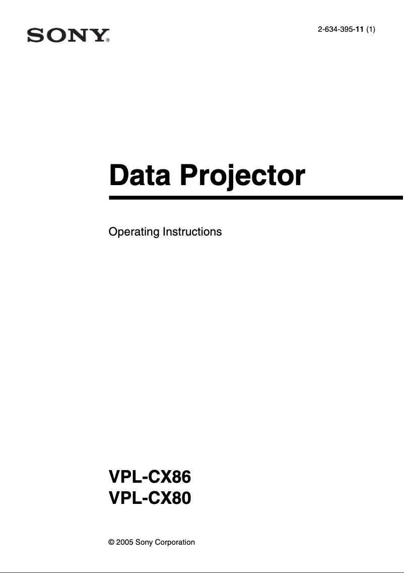 First page image of the manual for VPL-CX80