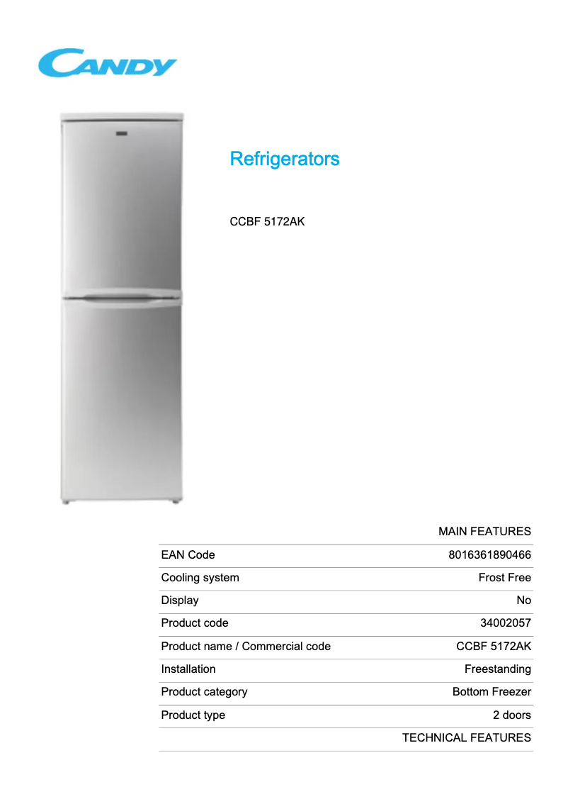 First page image of the manual for CCBF 5172AK
