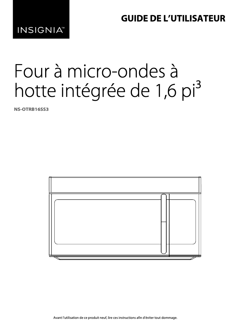 First page image of the manual for NS-OTRB16SS3