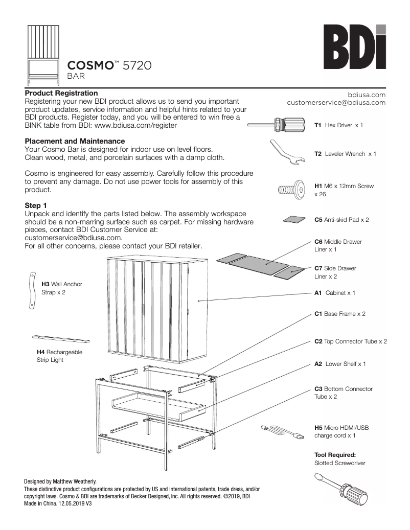 First page image of the manual for Cosmo 5720