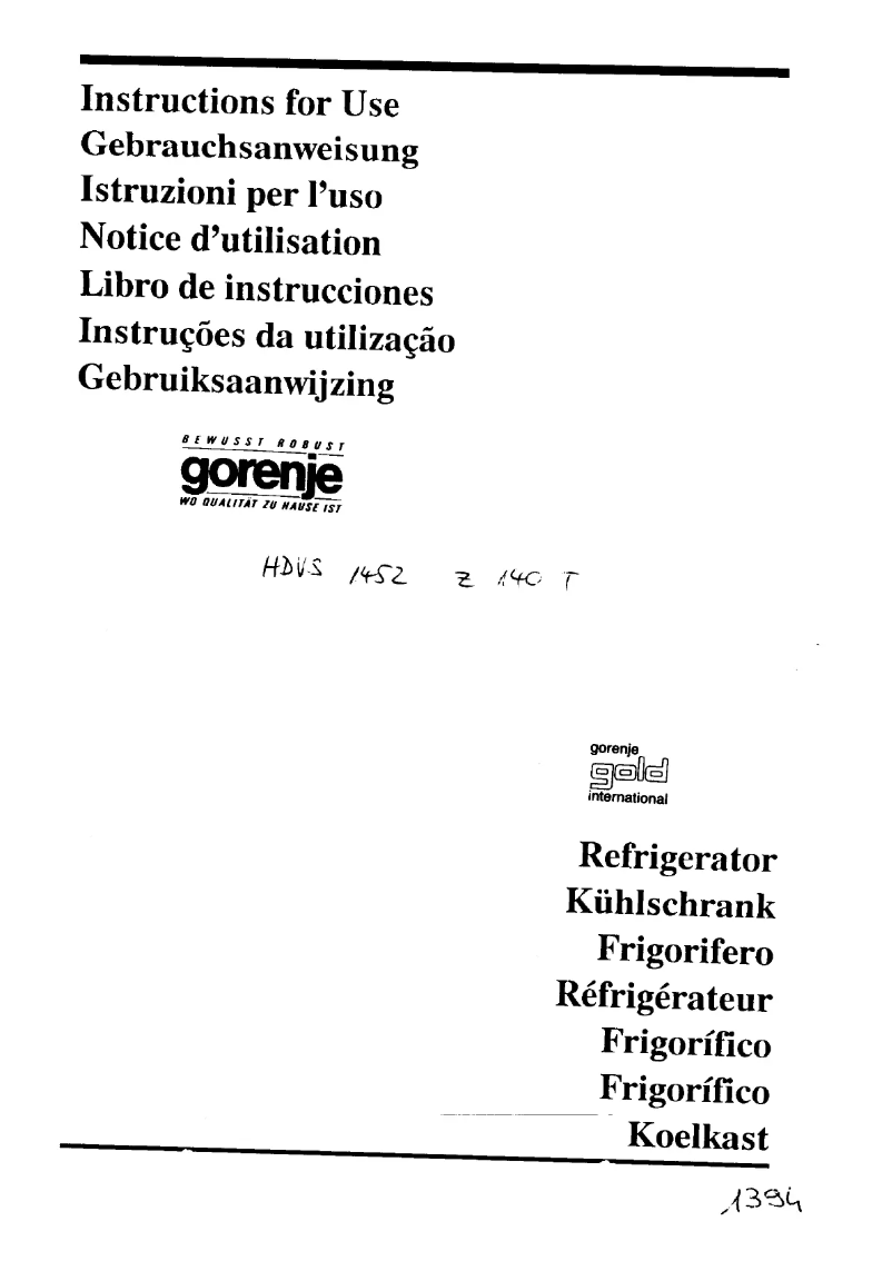 Page 1 of the manual User Manual Zanussi Z 140 t