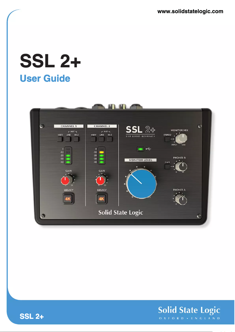 Page 1 of the manual User Manual Solid State Logic SSL 2