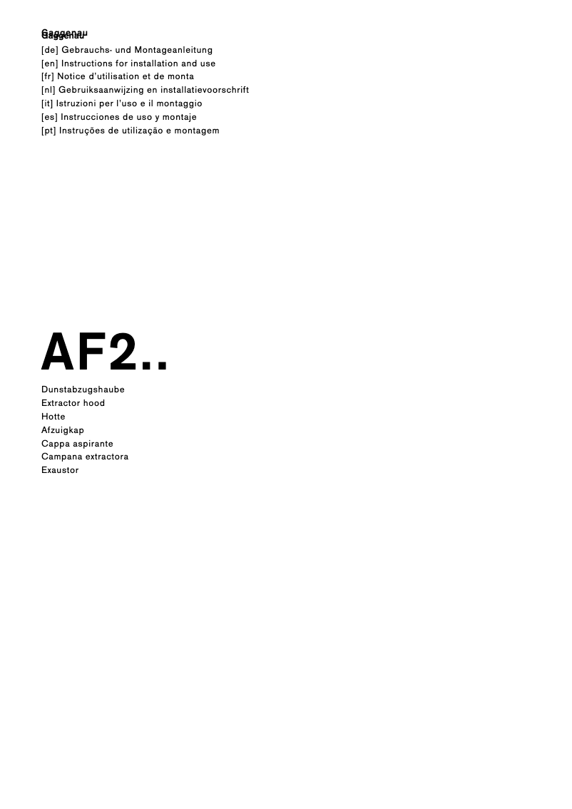 Image de la première page du manuel de l'appareil AF200160