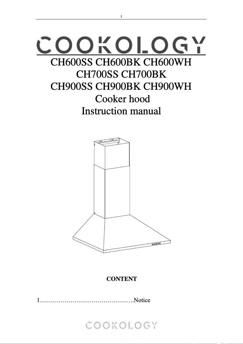 Page 1 of the manual User Manual Cookology CH700BK