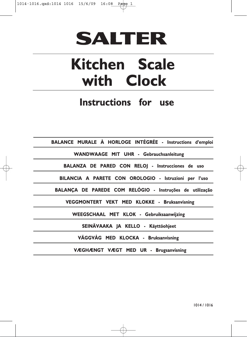 Page 1 de la notice Manuel utilisateur Salter 1016