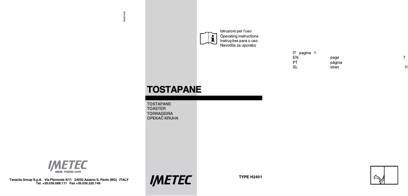 Page 1 of the manual User Manual Imetec TS 600