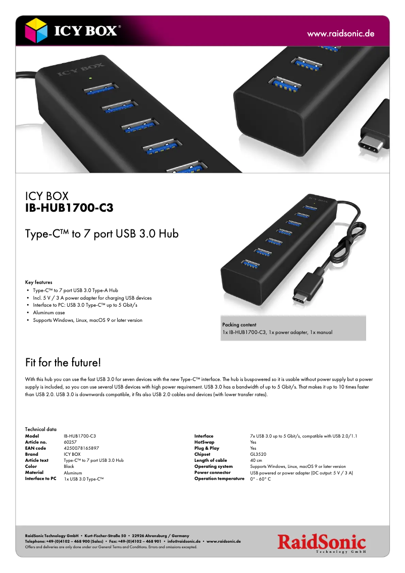 Image de la première page du manuel de l'appareil IB-HUB1700-C3