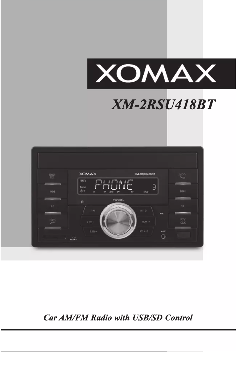 Page 1 de la notice Manuel utilisateur Xomax XM-2RSU418BT