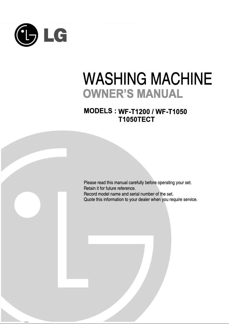 First page image of the manual for T1001TECT