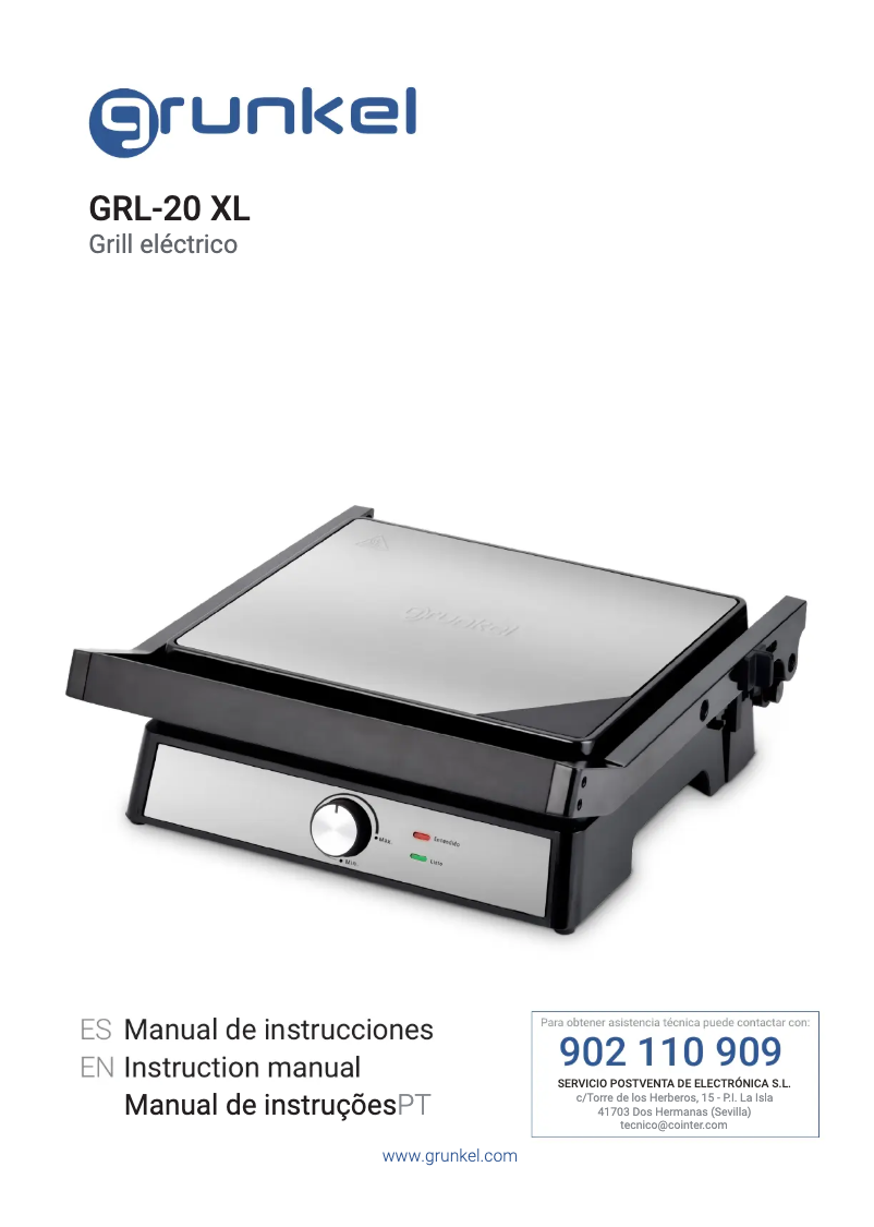 Page 1 of the manual User Manual Grunkel GRL-20 XL