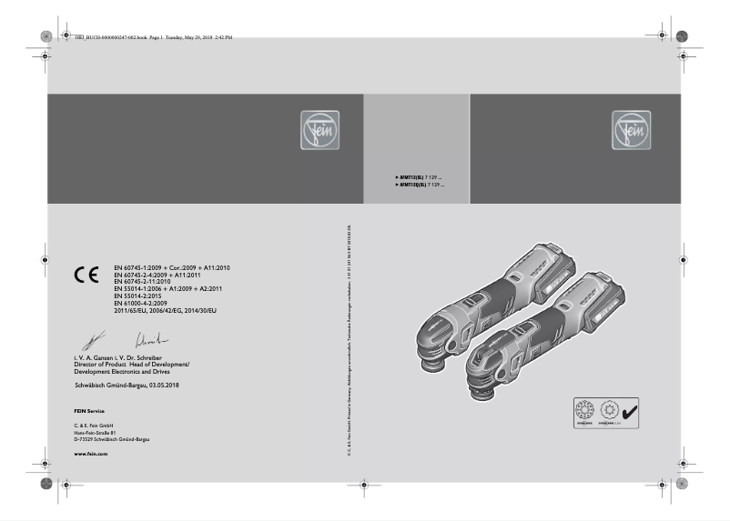 Page 1 of the manual User Manual Fein MultiTalent AFMT12QSL