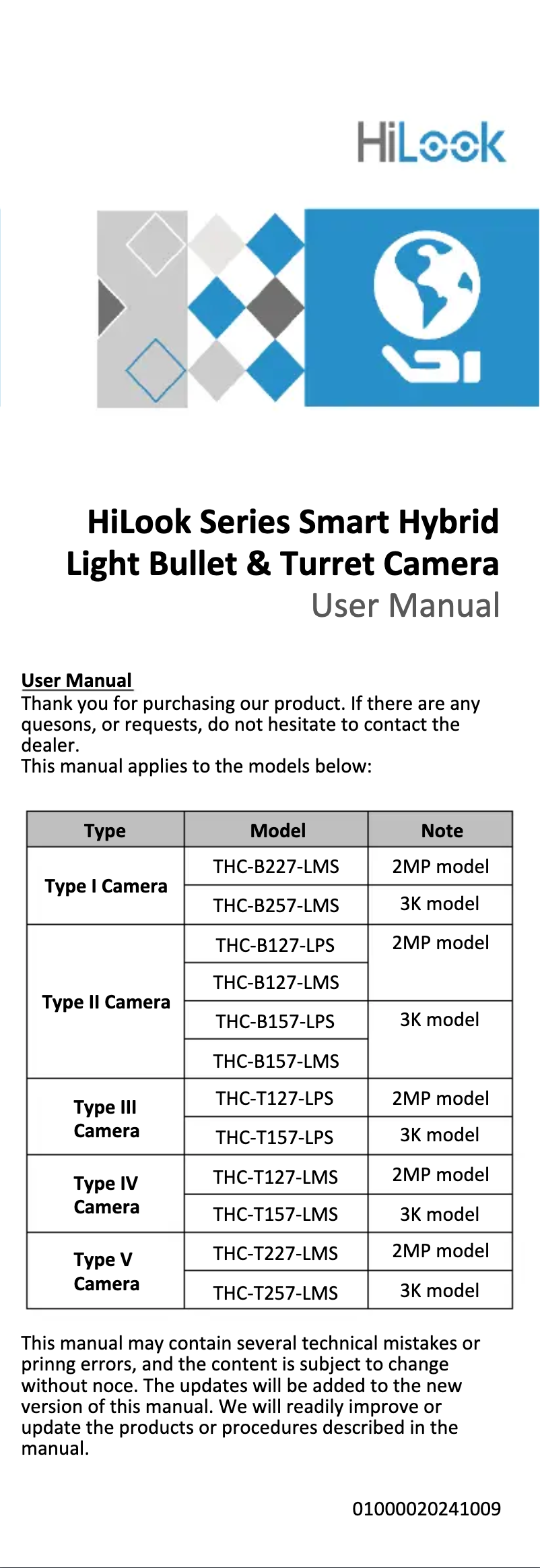 First page image of the manual for THC-B157-LMS