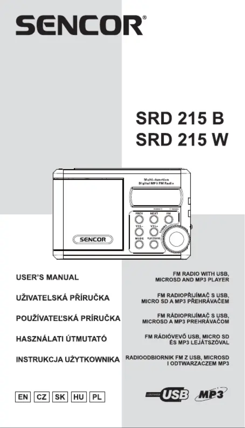 First page image of the manual for SRD 215 B