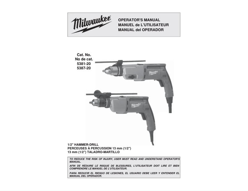 Page 1 of the manual User Manual Milwaukee 5387-22