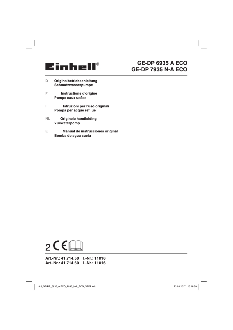 First page image of the manual for GE-DP 6935 A Eco