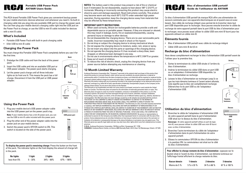 Page 1 of the manual User Manual audiovox AH780R