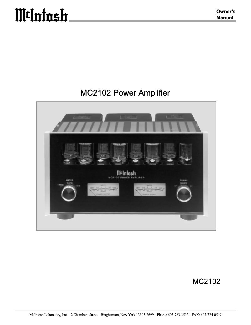 First page image of the manual for MC-2102