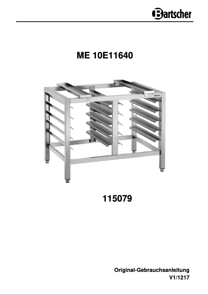 Page 1 of the manual User Manual Bartscher ME 10E11640