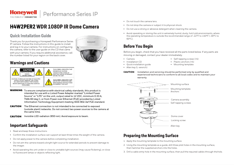 First page image of the manual for Performance H4W2PER2