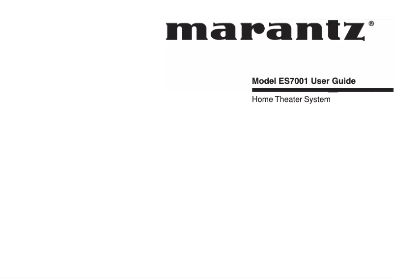 Page 1 of the manual User Manual Marantz ES7001