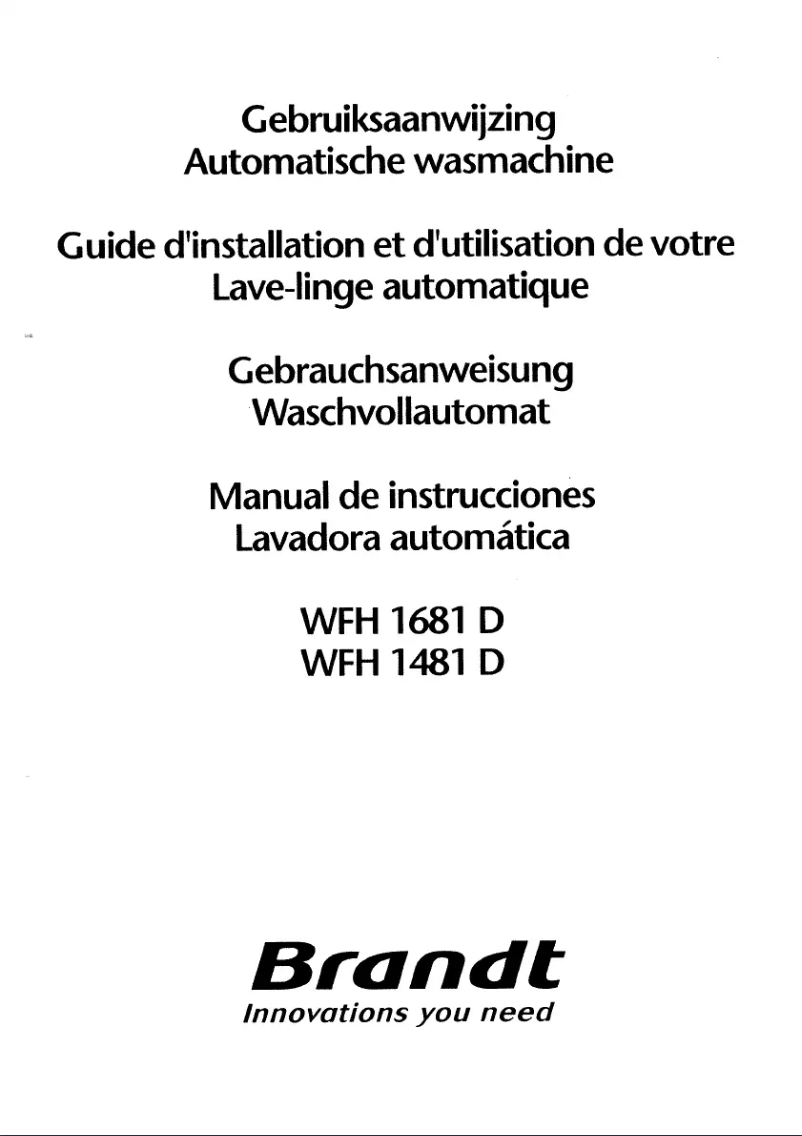 Page 1 of the manual User Manual Brandt WFH1481D