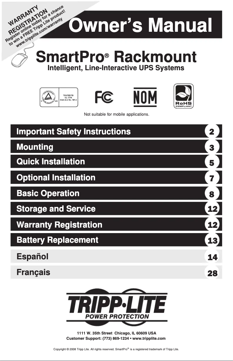Page 1 of the manual User Manual Tripp Lite SMART1500CRMXL