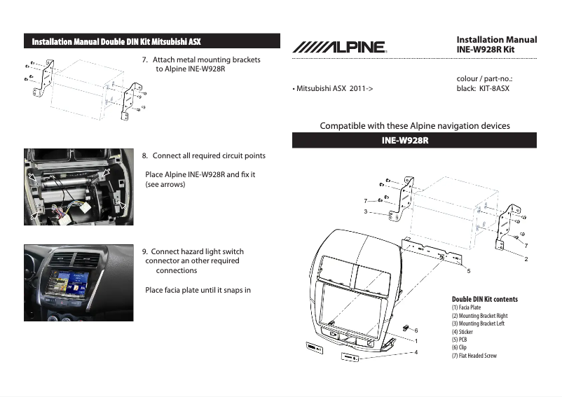 First page image of the manual for KIT-8ASX