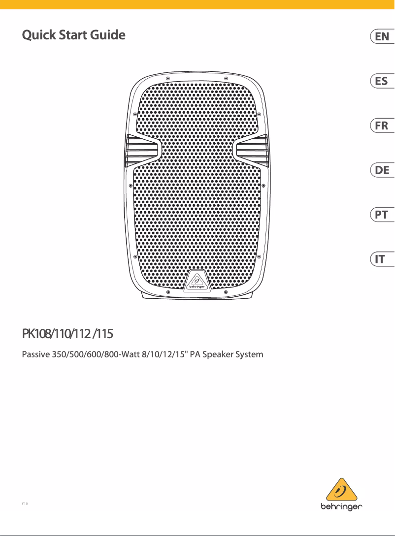 Page 1 of the manual User Manual Behringer PK110